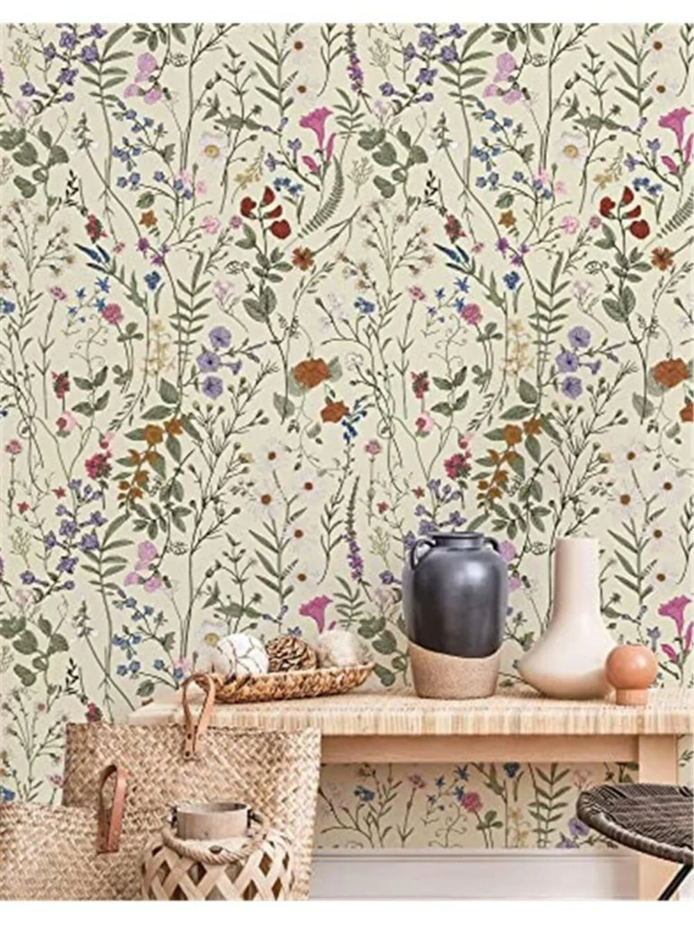 Floral Peel And Stick Wallpaper Wildflower Removable Contact Paper Decor
